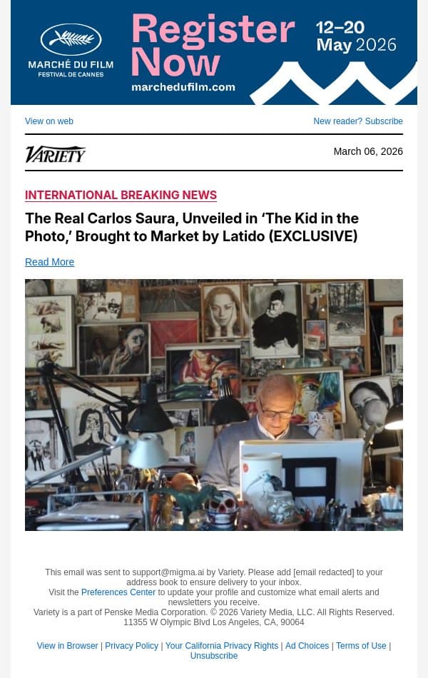 The Real Carlos Saura, Unveiled in ‘The Kid in the Photo,’ Brought to Market by Latido (EXCLUSIVE) email from Variety screenshot