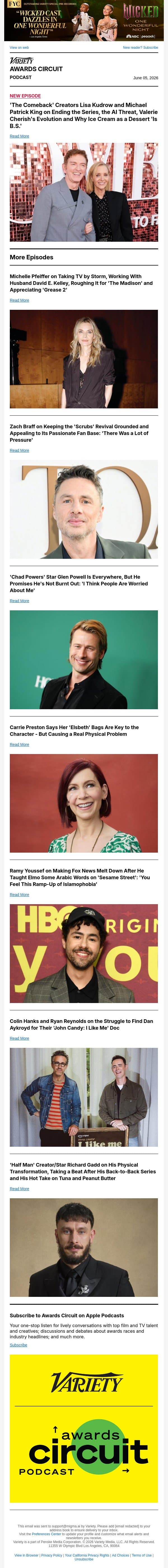 'The Comeback' Creators Lisa Kudrow and Michael Patrick King on Ending the Series, the AI Threat, Valerie Cherish's Evolution and Why Ice Cream as a Dessert 'Is B.S.' email from Variety screenshot