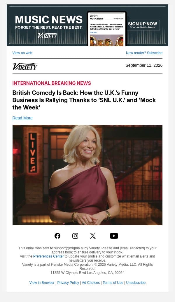 British Comedy Is Back: How the U.K.’s Funny Business Is Rallying Thanks to ‘SNL U.K.’ and ‘Mock the Week’ email from Variety screenshot