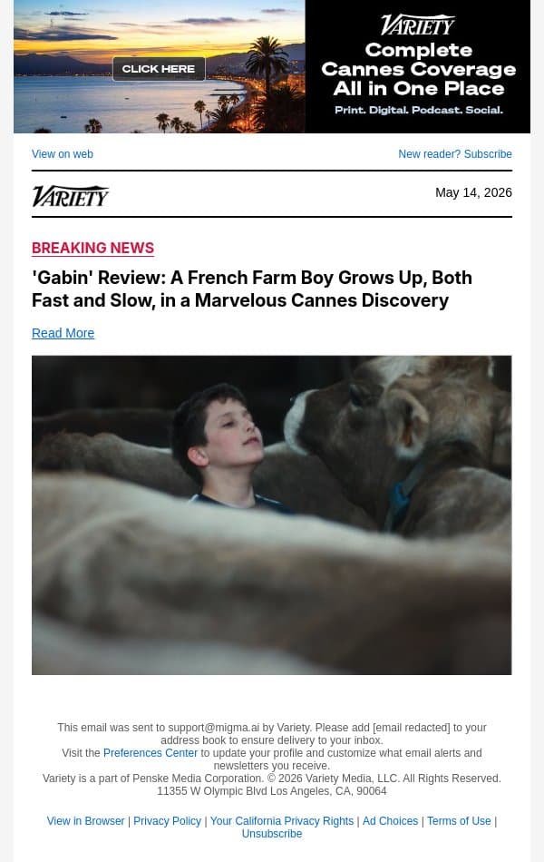 'Gabin' Review: A French Farm Boy Grows Up, Both Fast and Slow, in a Marvelous Cannes Discovery email from Variety screenshot
