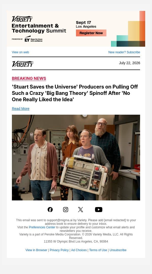 'Stuart Saves the Universe' Producers on Pulling Off Such a Crazy 'Big Bang Theory' Spinoff After 'No One Really Liked the Idea' email from Variety screenshot
