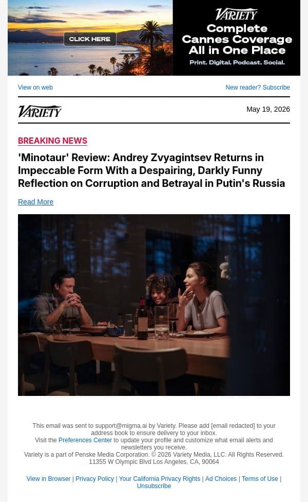 'Minotaur' Review: Andrey Zvyagintsev Returns in Impeccable Form With a Despairing, Darkly Funny Reflection on Corruption and Betrayal in Putin's Russia email from Variety screenshot