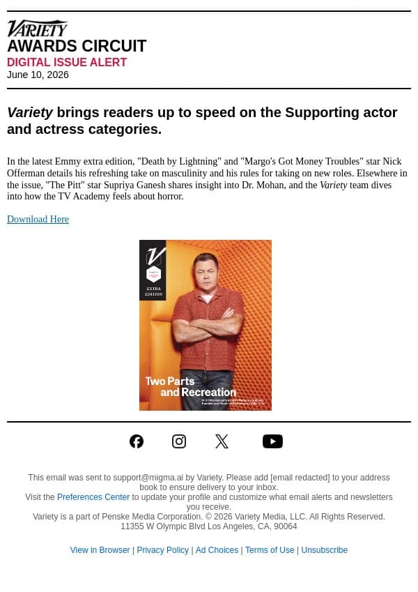 Emmy Extra Edition: Supporting email from Variety screenshot
