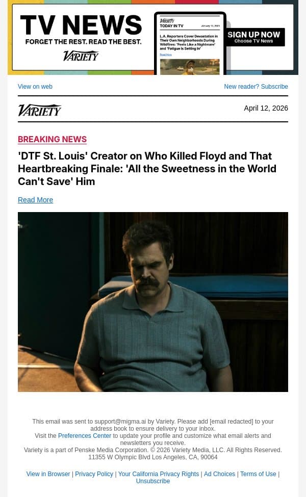 'DTF St. Louis' Creator on Who Killed Floyd and That Heartbreaking Finale: 'All the Sweetness in the World Can't Save' Him email from Variety screenshot