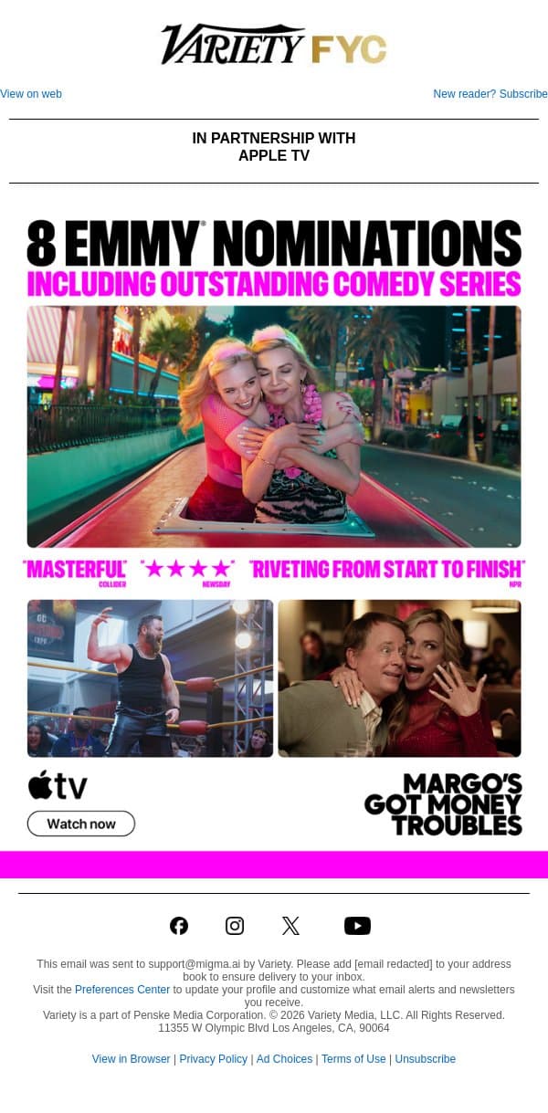 The Best Comedy of the Year Bringing Together Emmy Nominees Elle Fanning, Michelle Pfeiffer & Nick Offerman email from Variety screenshot