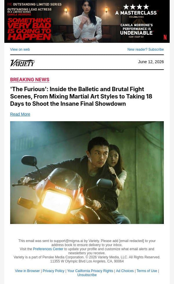 'The Furious': Inside the Balletic and Brutal Fight Scenes, From Mixing Martial Art Styles to Taking 18 Days to Shoot the Insane Final Showdown email from Variety screenshot