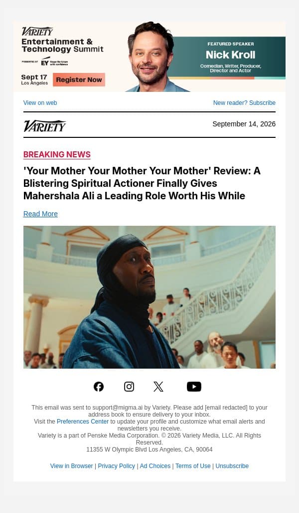 'Your Mother Your Mother Your Mother' Review: A Blistering Spiritual Actioner Finally Gives Mahershala Ali a Leading Role Worth His While email from Variety screenshot