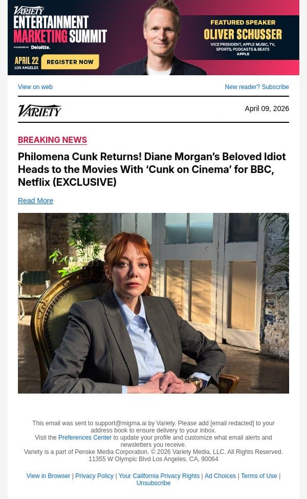 Philomena Cunk Returns! Diane Morgan’s Beloved Idiot Heads to the Movies With ‘Cunk on Cinema’ for BBC, Netflix (EXCLUSIVE) email from Variety screenshot