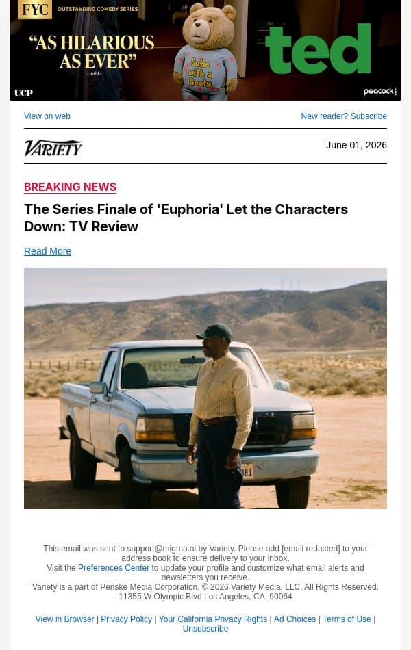 The Series Finale of 'Euphoria' Let the Characters Down: TV Review email from Variety screenshot