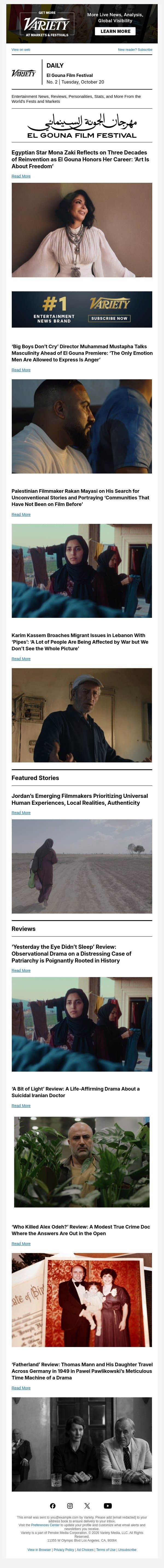 Mona Zaki on Reinvention; Muhammad Mustapha Talks Masculinity; Rakan Mayasi Discusses Unconventional Stories email from Variety screenshot