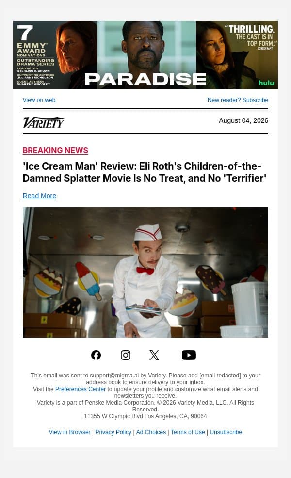'Ice Cream Man' Review: Eli Roth's Children-of-the-Damned Splatter Movie Is No Treat, and No 'Terrifier' email from Variety screenshot