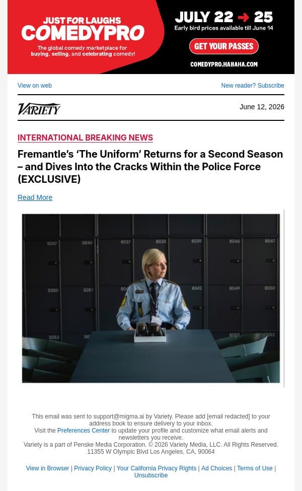 Fremantle’s ‘The Uniform’ Returns for a Second Season – and Dives Into the Cracks Within the Police Force (EXCLUSIVE) email from Variety screenshot