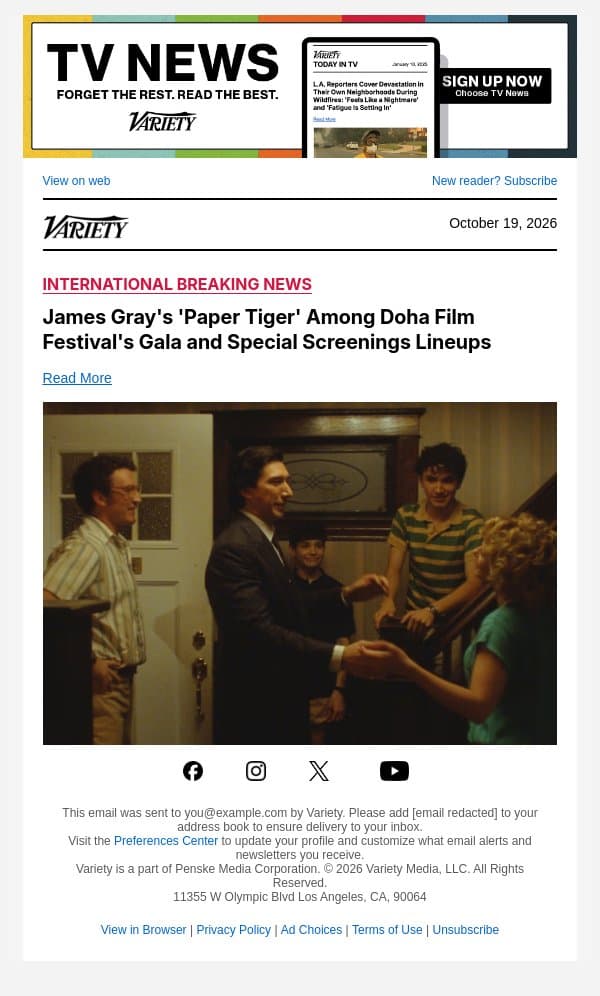 James Gray's 'Paper Tiger' Among Doha Film Festival's Gala and Special Screenings Lineups email from Variety screenshot