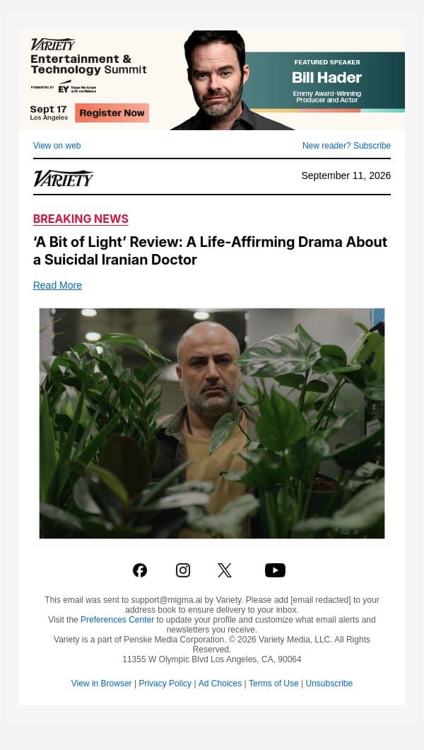 ‘A Bit of Light’ Review: A Life-Affirming Drama About a Suicidal Iranian Doctor email from Variety screenshot