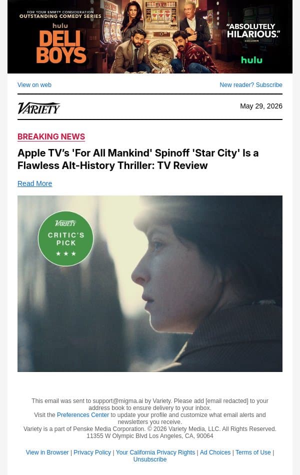 Apple TV’s 'For All Mankind' Spinoff 'Star City' Is a Flawless Alt-History Thriller: TV Review email from Variety screenshot