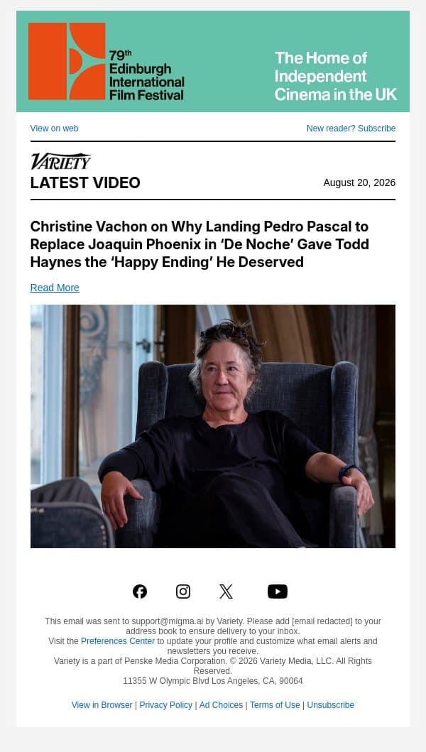 Christine Vachon on Why Landing Pedro Pascal to Replace Joaquin Phoenix in ‘De Noche’ Gave Todd Haynes the ‘Happy Ending’ He Deserved email from Variety screenshot