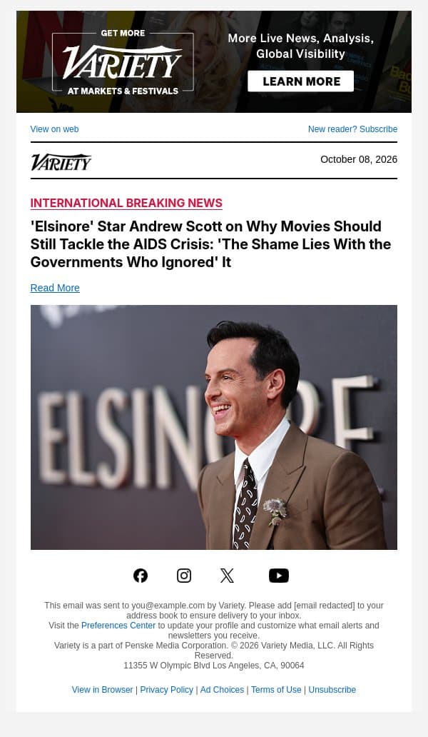 'Elsinore' Star Andrew Scott on Why Movies Should Still Tackle the AIDS Crisis: 'The Shame Lies With the Governments Who Ignored' It email from Variety screenshot