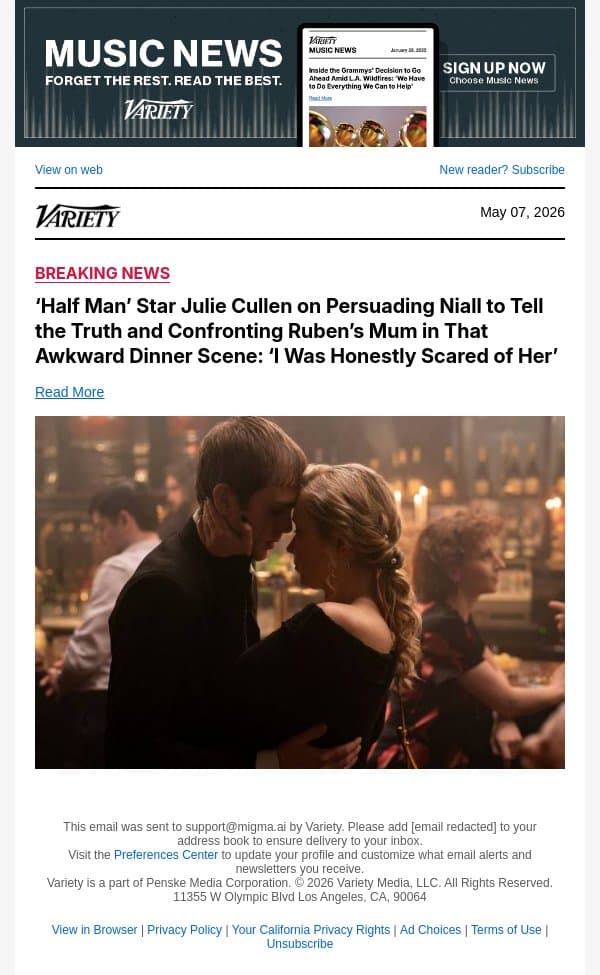 ‘Half Man’ Star Julie Cullen on Persuading Niall to Tell the Truth and Confronting Ruben’s Mum in That Awkward Dinner Scene: ‘I Was Honestly Scared of Her’ email from Variety screenshot