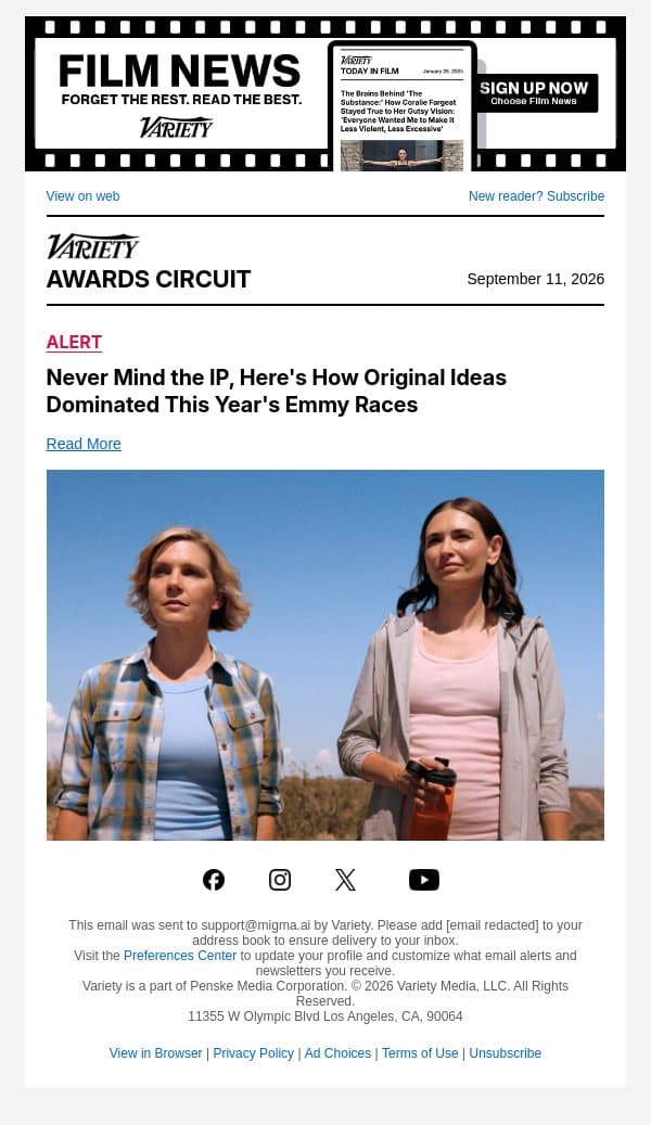 Never Mind the IP, Here's How Original Ideas Dominated This Year's Emmy Races email from Variety screenshot