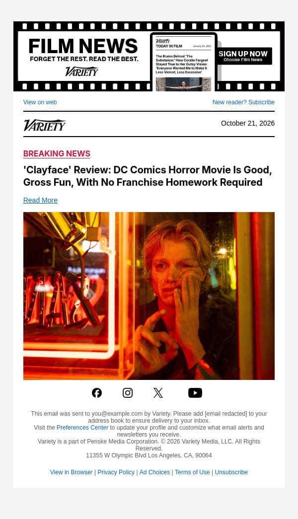 'Clayface' Review: DC Comics Horror Movie Is Good, Gross Fun, With No Franchise Homework Required email from Variety screenshot
