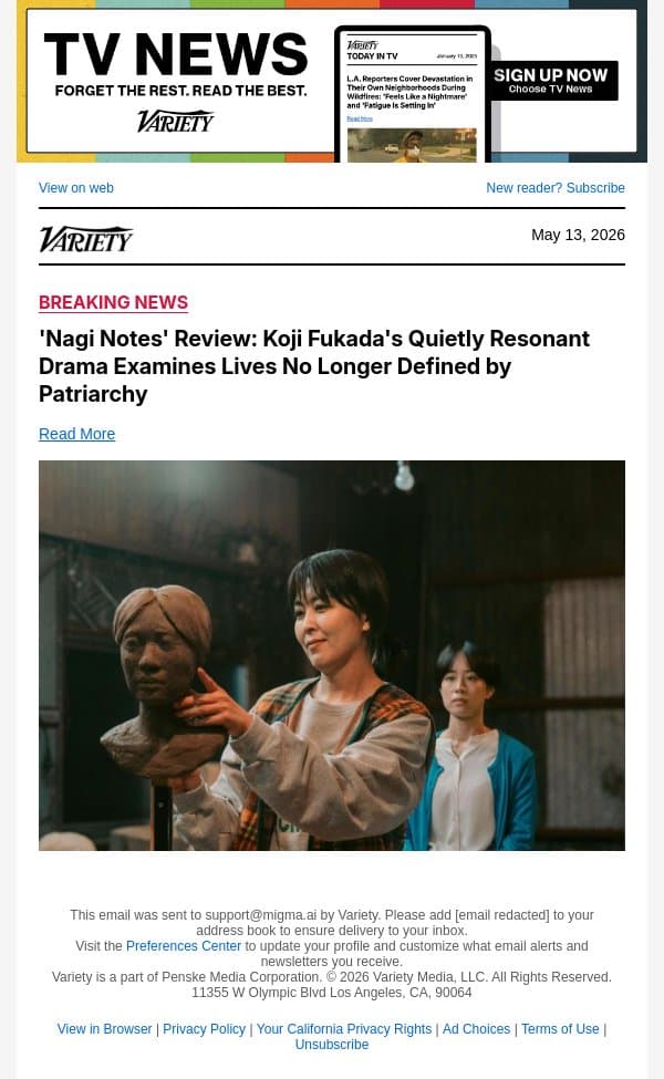 'Nagi Notes' Review: Koji Fukada's Quietly Resonant Drama Examines Lives No Longer Defined by Patriarchy email from Variety screenshot
