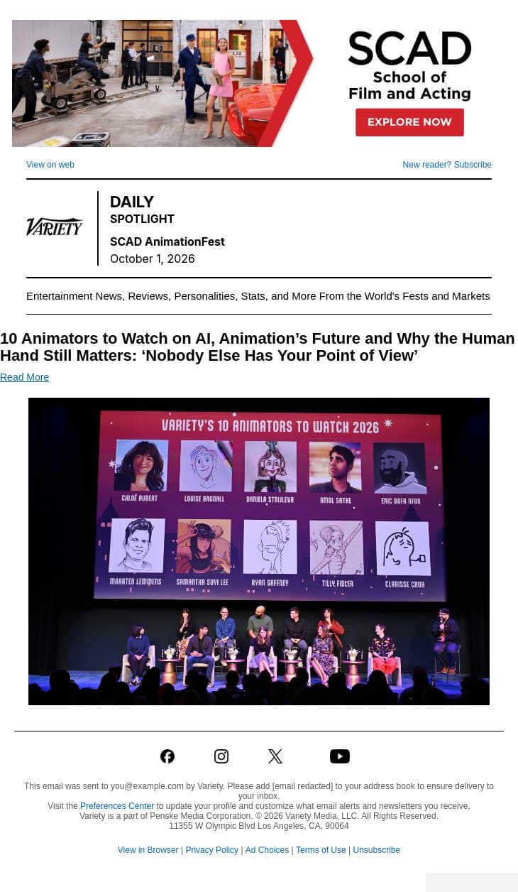 10 Animators to Watch on AI, Animation’s Future and Why the Human Hand Still Matters: ‘Nobody Else Has Your Point of View’ email from Variety screenshot