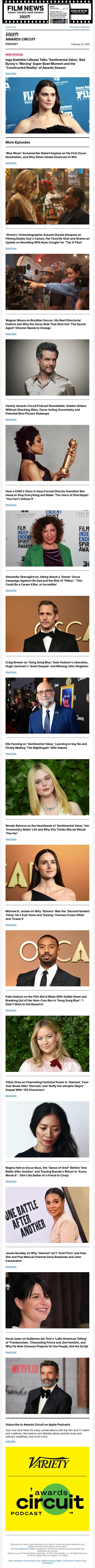 Inga Ibsdotter Lilleaas Talks 'Sentimental Value,' Bad Bunny's 'Moving' Super Bowl Moment and the 'Constructed Reality' of Awards Season email from Variety screenshot