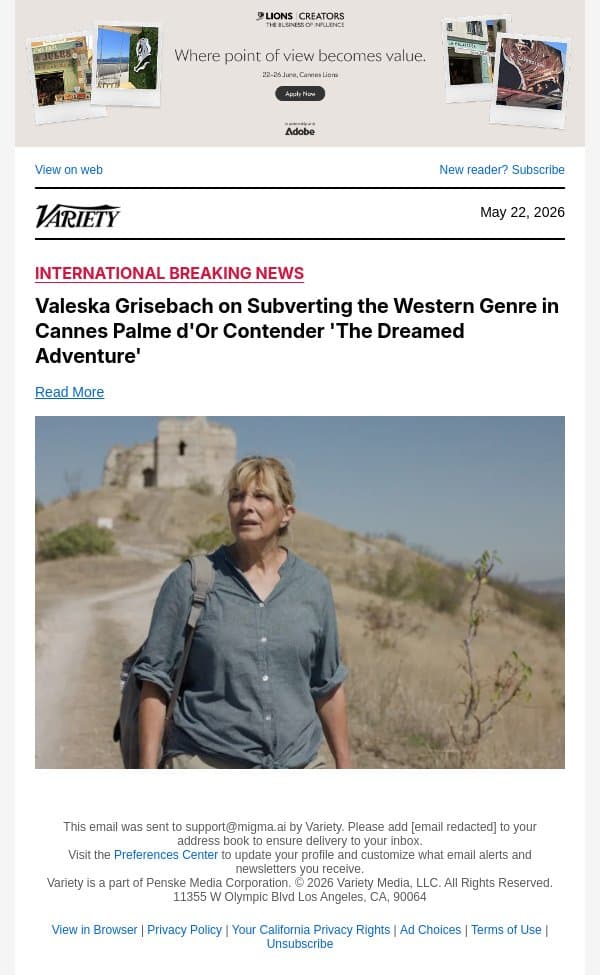 Valeska Grisebach on Subverting the Western Genre in Cannes Palme d'Or Contender 'The Dreamed Adventure' email from Variety screenshot