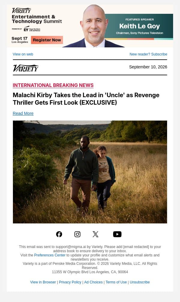 Malachi Kirby Takes the Lead in 'Uncle' as Revenge Thriller Gets First Look (EXCLUSIVE) email from Variety screenshot