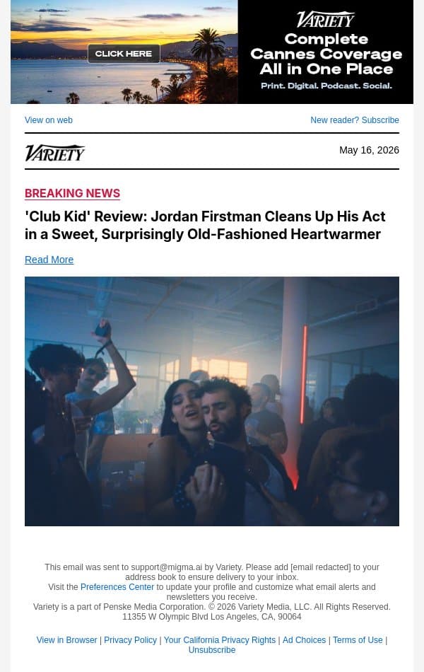 'Club Kid' Review: Jordan Firstman Cleans Up His Act in a Sweet, Surprisingly Old-Fashioned Heartwarmer email from Variety screenshot