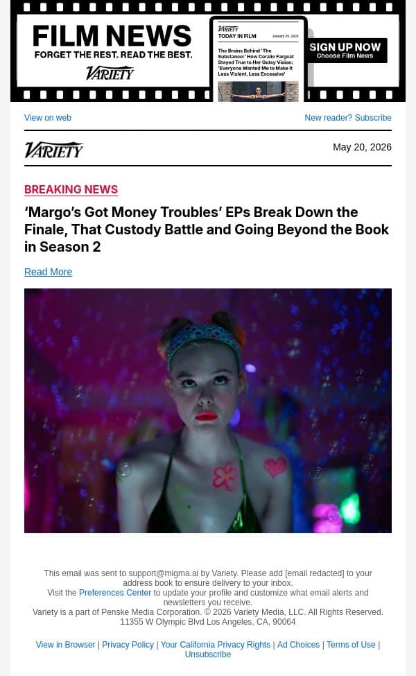 ‘Margo’s Got Money Troubles’ EPs Break Down the Finale, That Custody Battle and Going Beyond the Book in Season 2 email from Variety screenshot