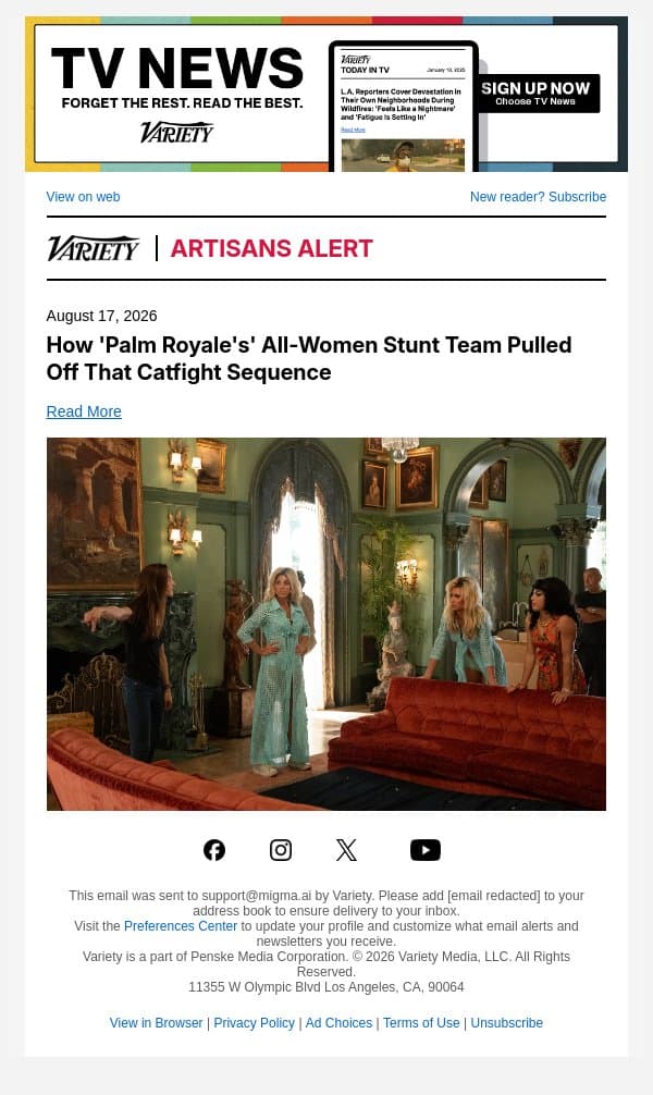 How 'Palm Royale's' All-Women Stunt Team Pulled Off That Catfight Sequence email from Variety screenshot
