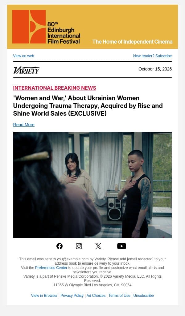 'Women and War,' About Ukrainian Women Undergoing Trauma Therapy, Acquired by Rise and Shine World Sales (EXCLUSIVE) email from Variety screenshot