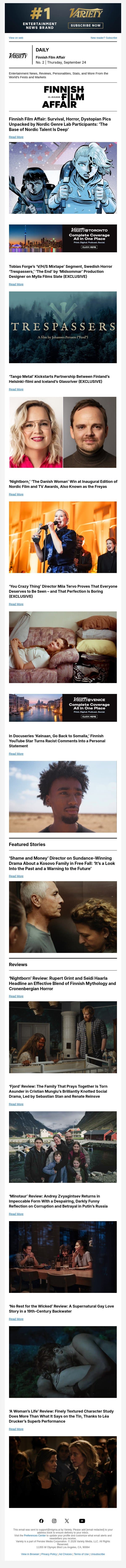 Rise of Nordic Genre; Mylla Films Slate; Duo Team on ‘Tango’ email from Variety screenshot