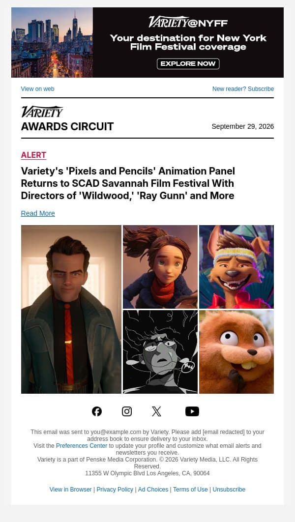 Variety's 'Pixels and Pencils' Animation Panel Returns to SCAD Savannah Film Festival With Directors of 'Wildwood,' 'Ray Gunn' and More email from Variety screenshot