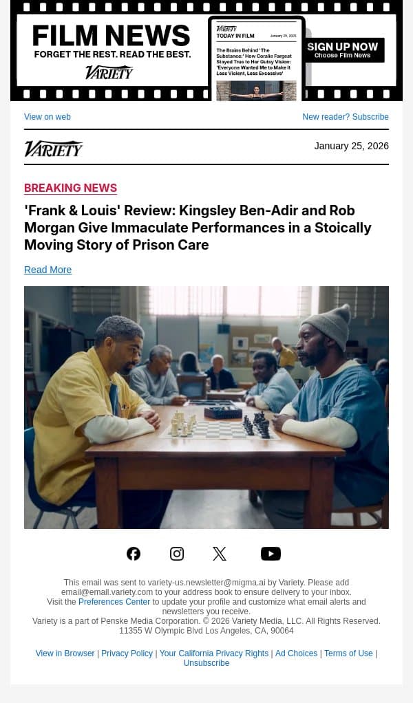 'Frank and Louis' Review: Kingsley Ben-Adir and Rob Morgan Give Immaculate Performances in a Stoically Moving Story of Prison Care email from Variety screenshot