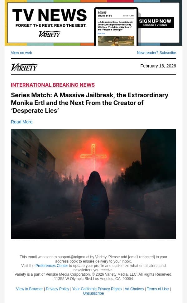 Series Match: A Massive Jailbreak, the Extraordinary Monika Ertl and the Next From the Creator of ‘Desperate Lies’ email from Variety screenshot