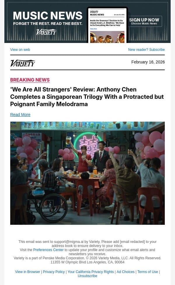 'We Are All Strangers' Review: Anthony Chen Completes a Singaporean Trilogy With a Protracted but Poignant Family Melodrama email from Variety screenshot