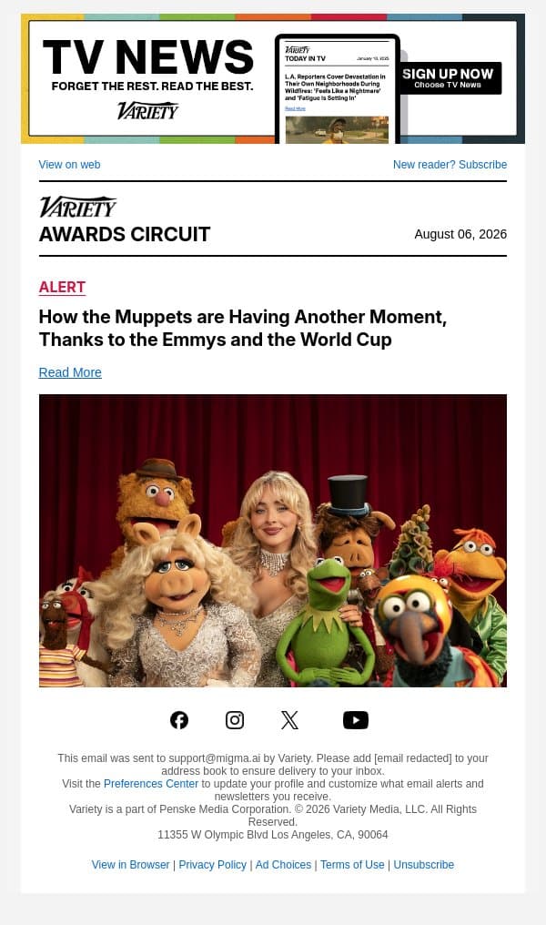 How the Muppets are Having Another Moment, Thanks to the Emmys and the World Cup email from Variety screenshot