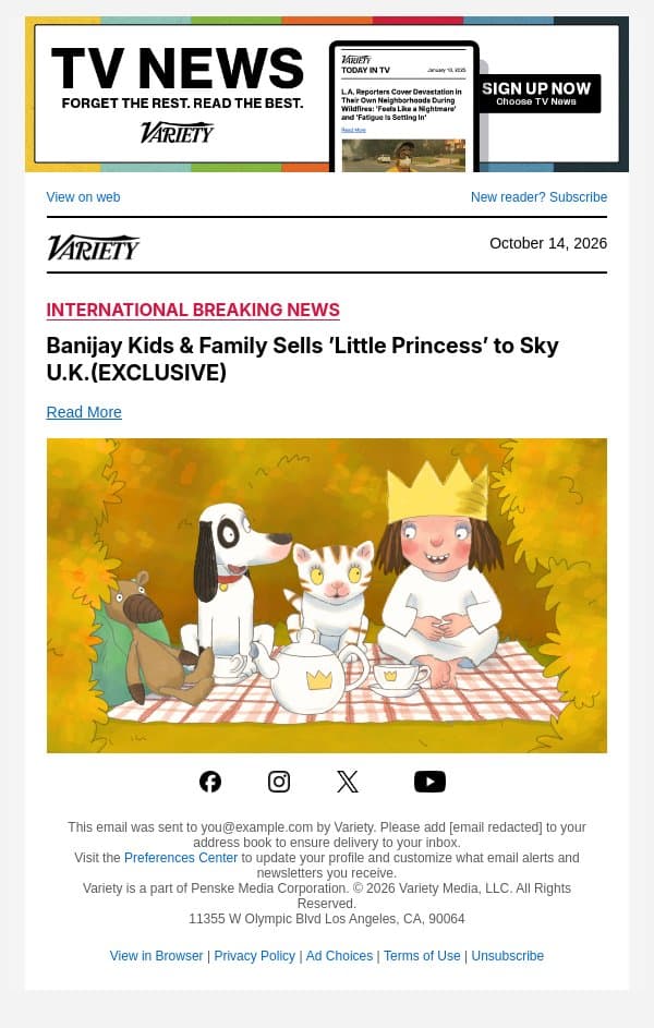 Banijay Kids & Family Sells ’Little Princess’ to Sky U.K.(EXCLUSIVE) email from Variety screenshot