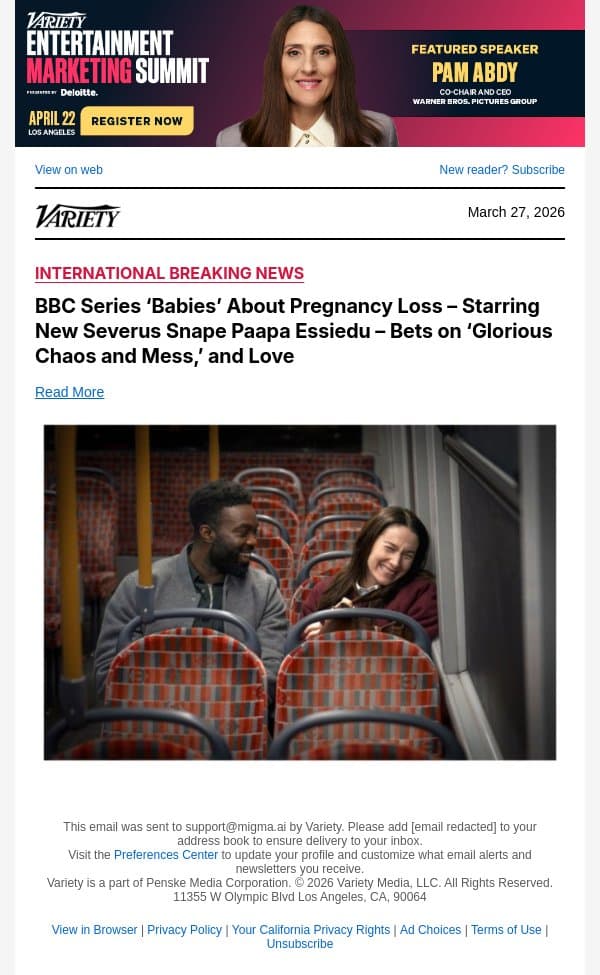BBC Series ‘Babies’ About Pregnancy Loss – Starring New Severus Snape Paapa Essiedu – Bets on ‘Glorious Chaos and Mess,’ and Love email from Variety screenshot