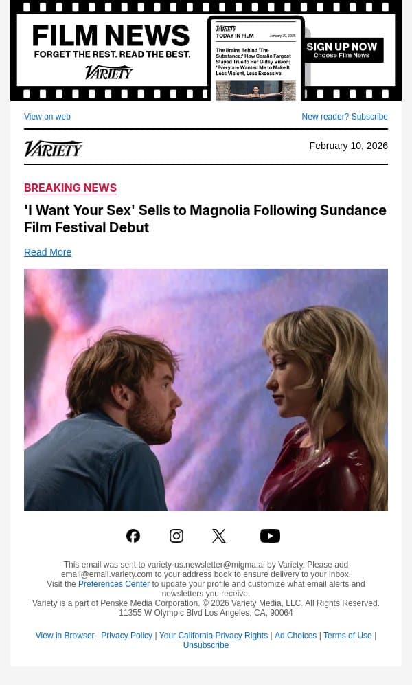 'I Want Your Sex' Sells to Magnolia Following Sundance Film Festival Debut email from Variety screenshot