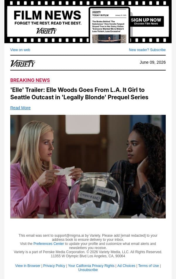 'Elle' Trailer: Elle Woods Goes From L.A. It Girl to Seattle Outcast in 'Legally Blonde' Prequel Series email from Variety screenshot