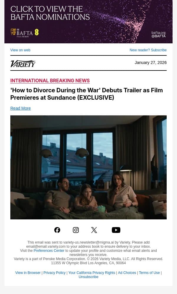 'How to Divorce During the War' Debuts Trailer as Film Premieres at Sundance (EXCLUSIVE) email from Variety screenshot