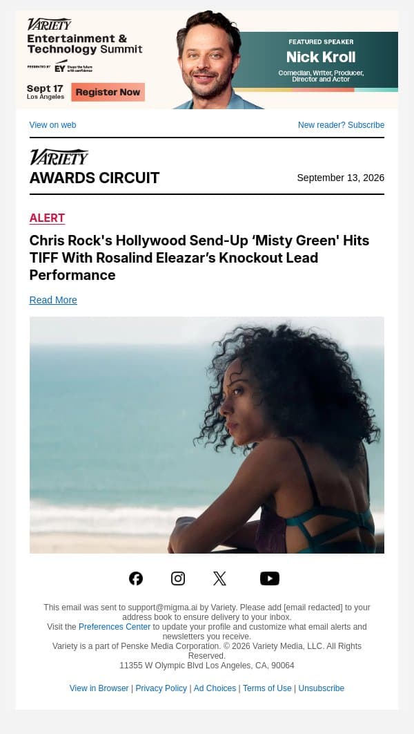 Chris Rock's Hollywood Send-Up ‘Misty Green' Hits TIFF With Rosalind Eleazar’s Knockout Lead Performance email from Variety screenshot
