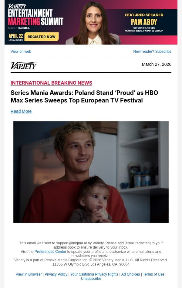 Series Mania Awards: Poland Stand ‘Proud’ as HBO Max Series Sweeps Top European TV Festival email from Variety screenshot