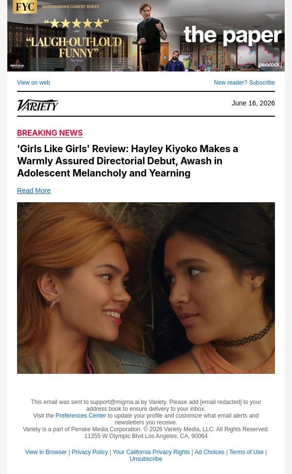 'Girls Like Girls' Review: Hayley Kiyoko Makes a Warmly Assured Directorial Debut, Awash in Adolescent Melancholy and Yearning email from Variety screenshot