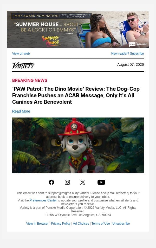 'PAW Patrol: The Dino Movie' Review: The Dog-Cop Franchise Pushes an ACAB Message, Only It's All Canines Are Benevolent email from Variety screenshot