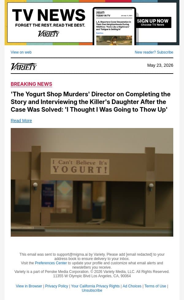'The Yogurt Shop Murders' Director on Completing the Story and Interviewing the Killer's Daughter After the Case Was Solved: 'I Thought I Was Going to Thow Up' email from Variety screenshot