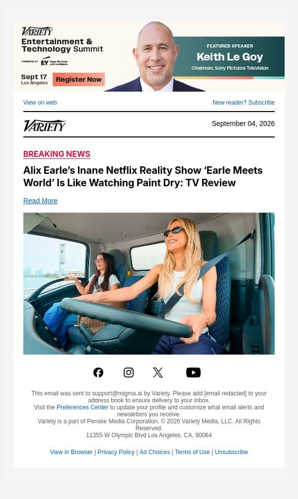 Alix Earle’s Inane Netflix Reality Show ‘Earle Meets World’ Is Like Watching Paint Dry: TV Review email from Variety screenshot